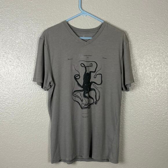 Banana Republic Size M V-Neck Graphic Tee Gray Kraken Octopus Design Hipster - Picture 1 of 6